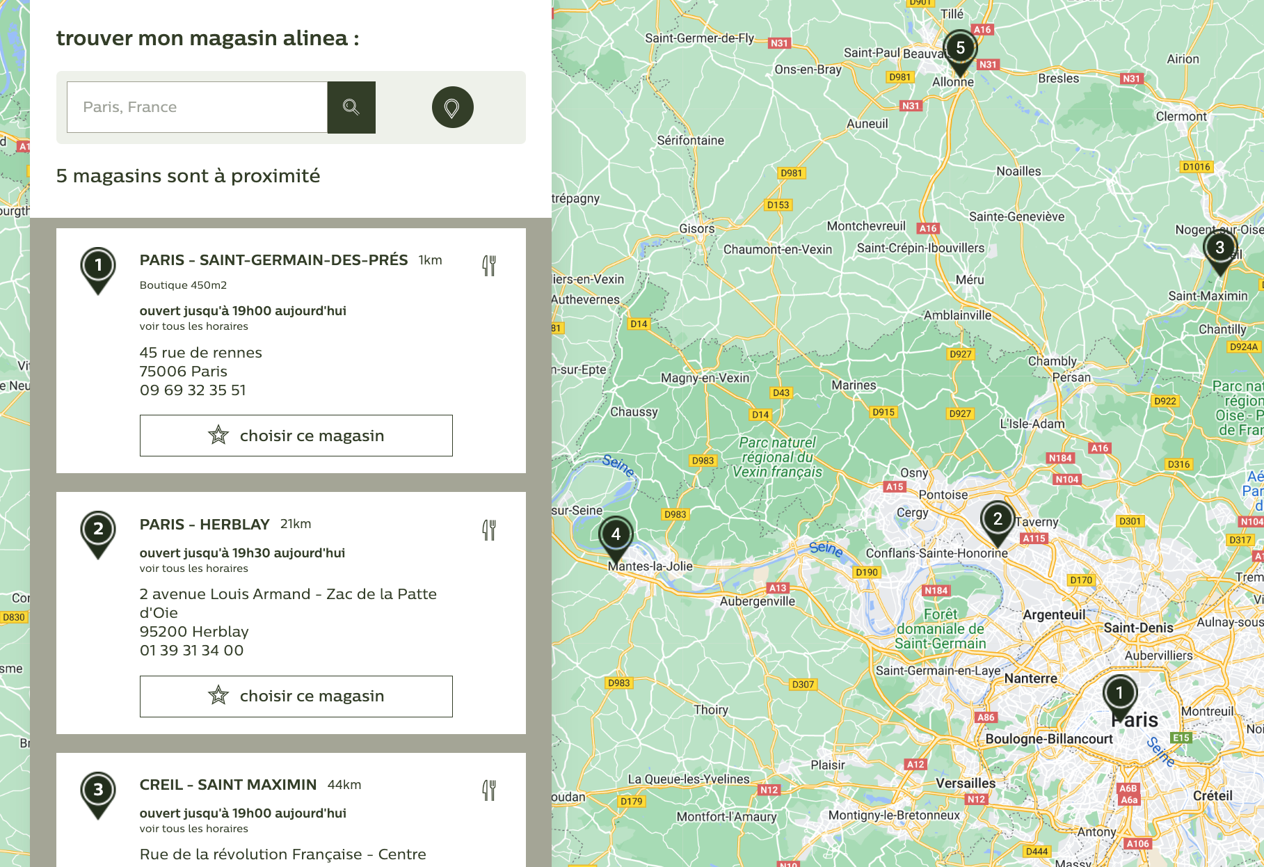 Alinea Store Locator
