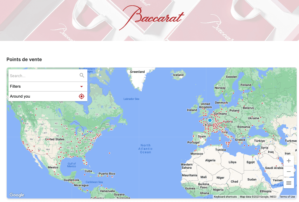 Baccarat Store Locator