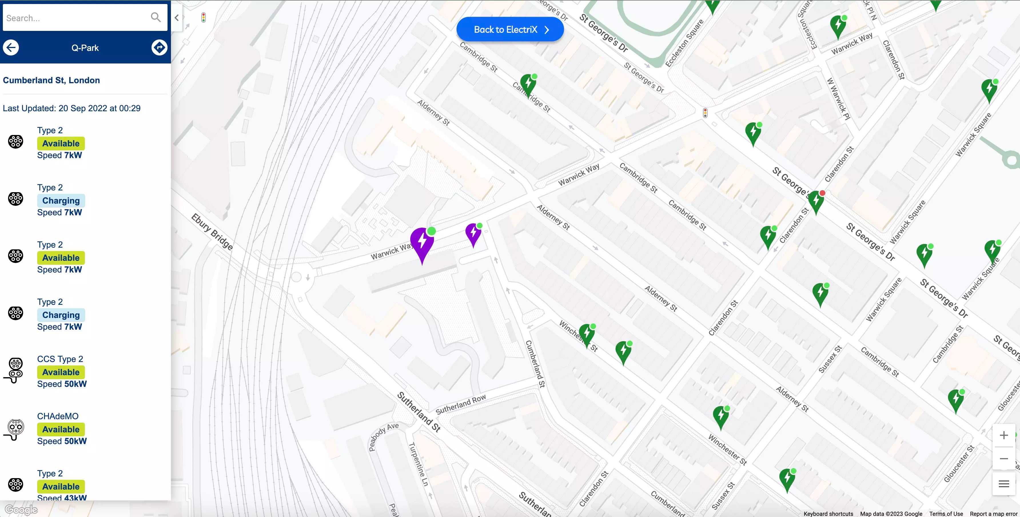 Fiche d'information d'une borne de recharge ElectriX