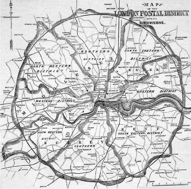 Districts postaux de Londres en 1857