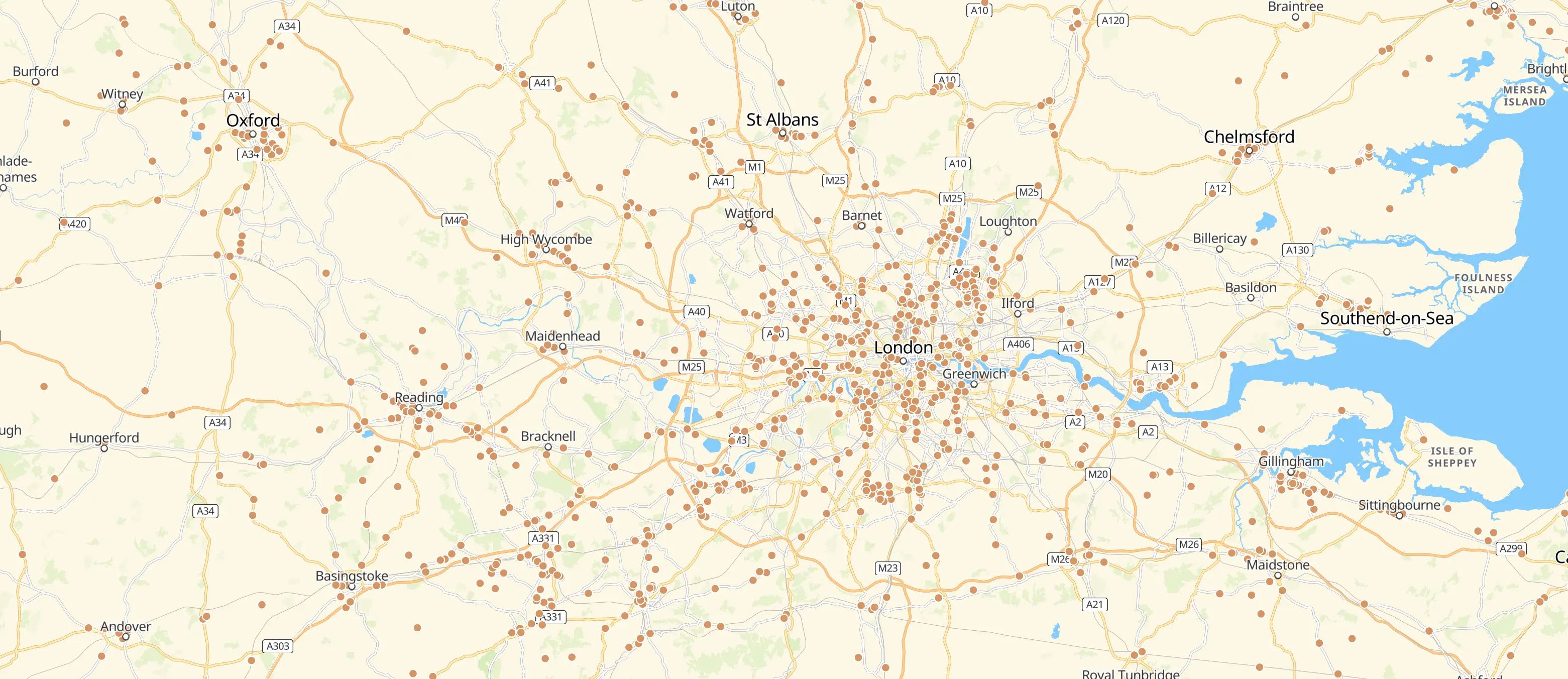 Carte avec points d'intérêt