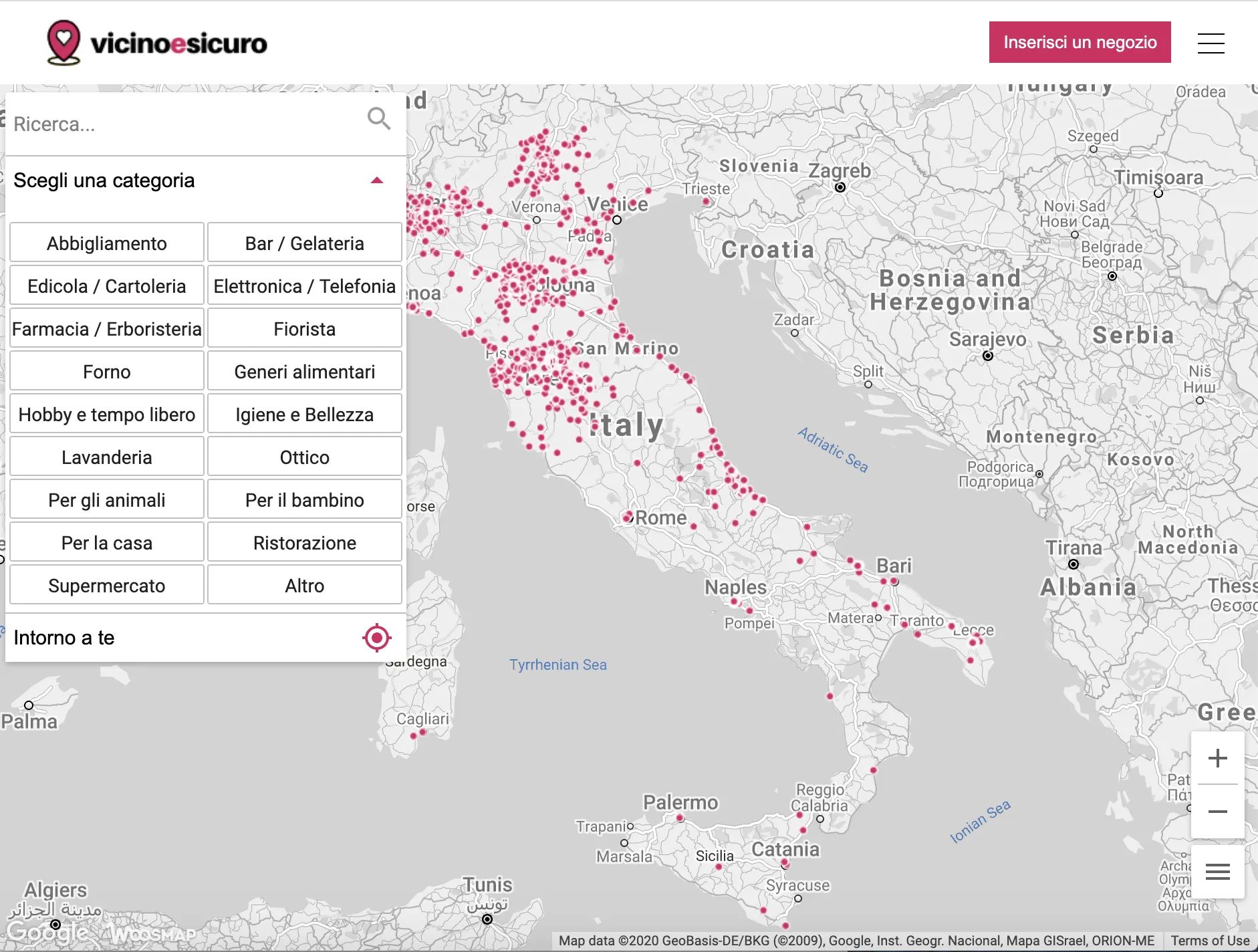 Vicino e securo utilise Woosmap