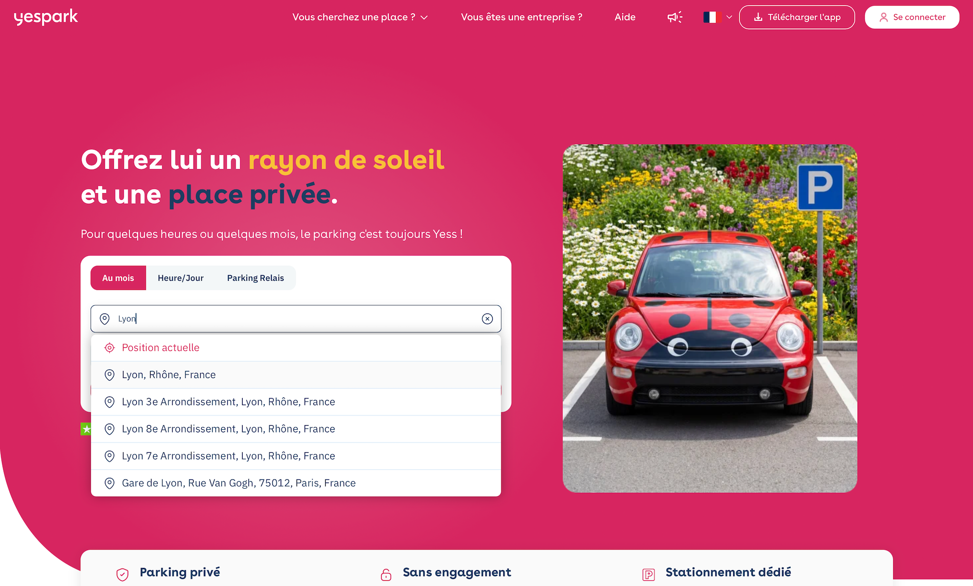 Page d'accueil Yespark